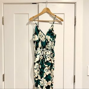 Forever 21 Teal Tropical Floral Jumpsuit